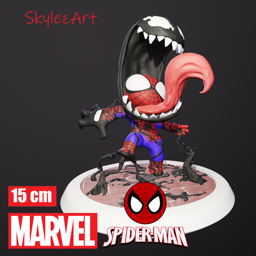 Spider-Venom Fusion – Stylized Collectible Figure | 3D Print Model - 3D model önizlemesi