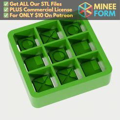 Tic-Tac-Toe-Print-in-Place.jpg Durable Print-in-Place Portable Tic Tac Toe Game MineeForm FDM 3D Print STL File
