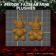 freddy-mini-plushies-with-loop.png FNAF Five Nights at Freddys Freddy Fazbear Mini Plush Ornament / Fazbear Keychains / Fazbear Earrings / Mini toy