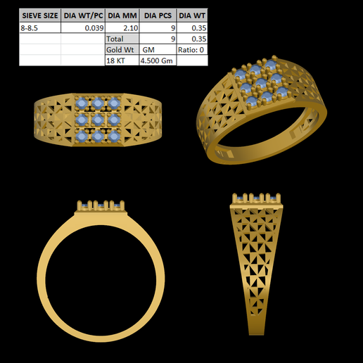 Jali Ring with Diamond 3D model