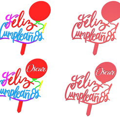 FELICITACIÓN-CUMPLEAÑOS-PINCHO-TARTA.png Happy Birthday Balloon Cake Skewer with Balloon