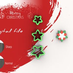 TRIPLE-FLOWER-1.jpg Fichier STL Triple fleur de Noël en argile polymère | Fichier STL numérique | 5 tailles | 2 versions de fraises・Plan pour impression 3D à télécharger, FunkyCutters_