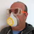 01.jpg Free STL file Reusable Respirator Mask with eyes protection with diposable filter・Object to download and to 3D print