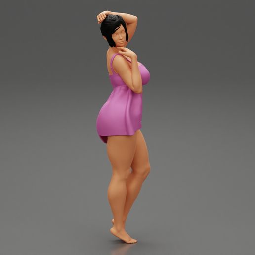 Girl-01.jpg Fichier 3D Femme sexy en chemise de nuit posant Modèle d'impression 3D・Objet pour imprimante 3D à télécharger, 3DGeshaft