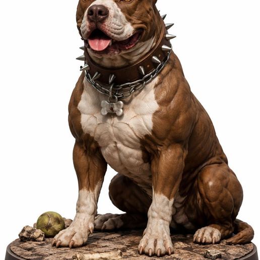 Pit Bull Terrier 3D Sculpture - High Detail Realistic Figure