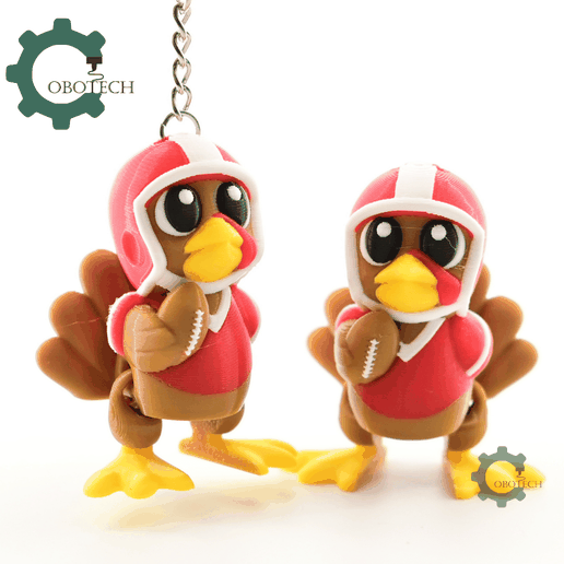 Thanksgiving Football Turkey Articulated Keychain - Cute Backpack Keychain - 3D model önizlemesi