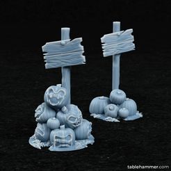 01.jpg Free STL file Jack O’Lantern piles with post – free 2022 halloween special by tablehammer.com・3D printing idea to download