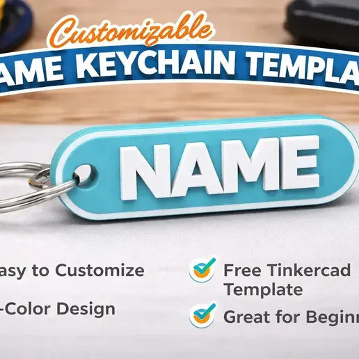 🗝️ Customizable Keychain Template・ STL File for 3D printing・Cults