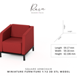 Square-Armchair-Miniature-Furniture.png Square Arm Chair Miniature Furniture, Dollhouse Armchair, Mini Armchair