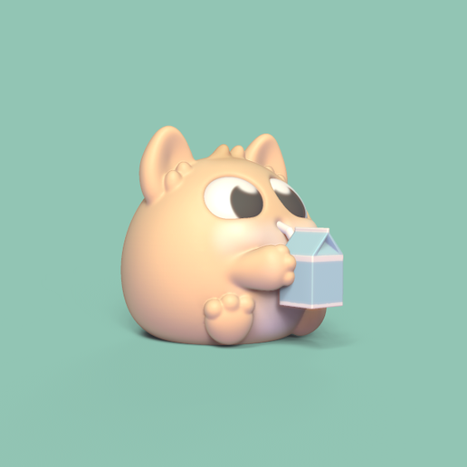 Cat drinking Milk 3D model