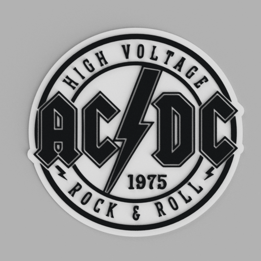 🪨 Ac Dc - High Voltage - Rock & Roll Logo Wall Chart・Arquivo STL para ...
