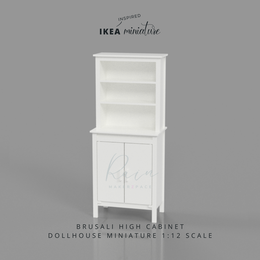Miniature-Furniture,-ikea-BRUSALI-High-cabinet-2.png Archivo STL Armario alto miniatura inspirado en IKEA para casa de muñecas 1:12・Objeto de impresión 3D para descargar, RAIN