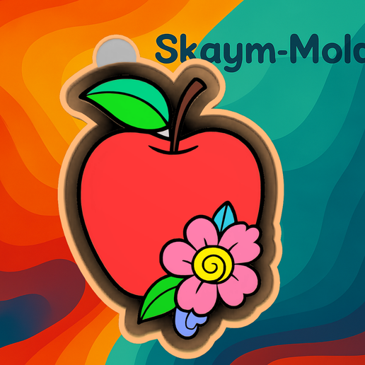 🍎🌸 Apple with Flower – Freshie, Ornament, Resin & Candle Mold - 3D model önizlemesi