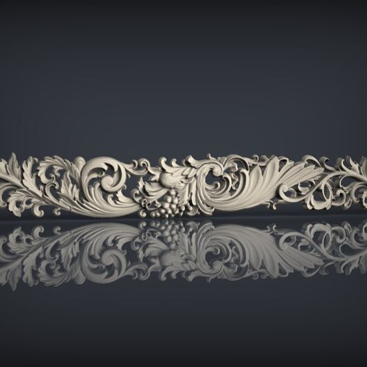 Rich Baroque Acanthus Leaf & Grapevine Frieze Molding Panel STL File for CNC & 3D Printing