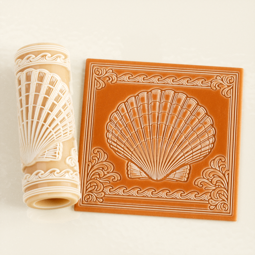 Scallop Shell Texture Roller STL File – Elegant Coastal Design for Clay, Pottery & Fondant