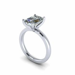 1.jpg STL-Datei Solitär Smaragd Diamant Ring R3・3D-druckbare Vorlage zum herunterladen