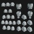 All.jpg Файл STL Накладки и торсы ветеранов Xeno War・Дизайн для загрузки и 3D-печати