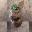 rabbit-wall-2-vlow-poly-planter-view-1.png Rabbit head wall mount low poly planter succulent pot flower vase STL