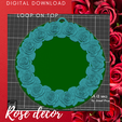 _Rose-wreath-with-loop3.png Rose circle decor / Frame / rose realistic flower decor / wall decor / Rose frame / Wedding decor / centerpiece