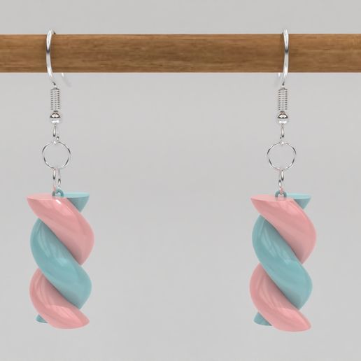 Marshmallow Twist Candy Earrings 3D model preview