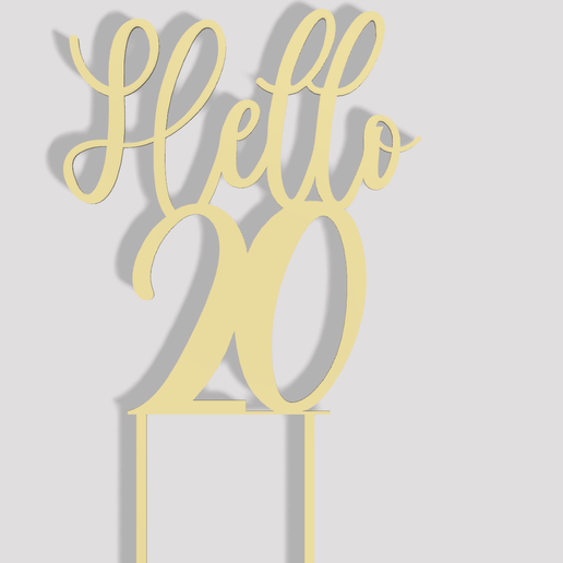Hello 20 cake topper 3D model