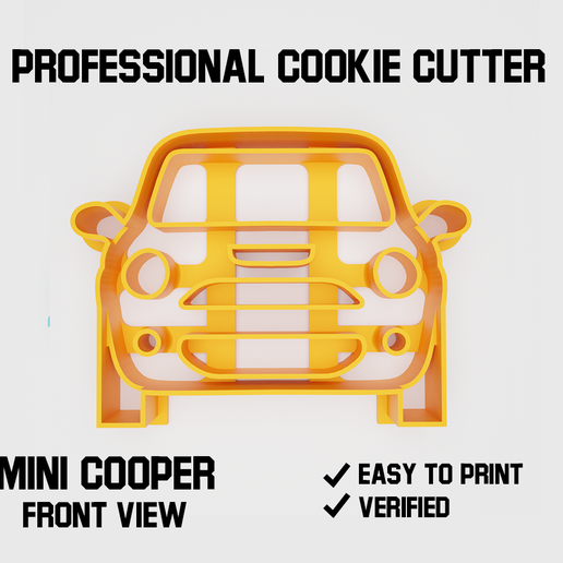 cooper2000.png STL file Mini Cooper car front Cookie cutter・Design to download and 3D print, Cookiecutters