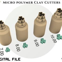 1.png Fichier STL MICRO COUPEUR D'ARGILE POLYMÈRE/TRÈFLE 4 TAILLES/EULITEC.COM・Modèle à imprimer en 3D à télécharger
