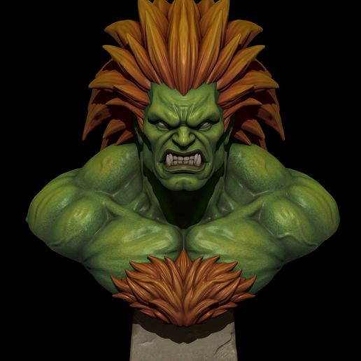 Blanka Bust STL Street Fighter Sculpture 3D Print Model