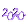 2020.stl Glasses 2020, Happy new year 2020, Glasses 2020; Fram3d