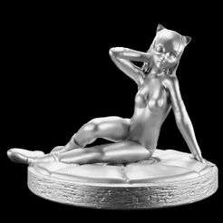 1.jpg Fichier STL gratuit Sculpture de la femme chat・Plan pour impression 3D à télécharger