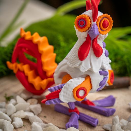 🐔Articulated Twisty Chicken🐔-Colored file included!・ STL File for 3D ...