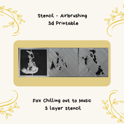 Stencil - Airbrushing 3d Printable Fox Chilling out to Music 3 Layer stencil Fichier STL Pochoir à 3 couches Fox écoutant de la musique・Objet imprimable en 3D à télécharger
