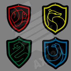 x4.png STL-Datei Harry Potter Hogwarts Häuser Schlüsselanhänger Pack・Design zum Herunterladen und 3D-Drucken