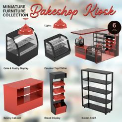 Miniature-Bakeshop-Furniture-Colleciton.jpg MINIATURE BAKESHOP/ BAKERY KIOSK FURNITURE COLLECTION (6+1 PCS) | 1:12 SCALE, MINIATURE BAKESHOP ROOM, DOLLHOUSE BAKERY ROOM, MINIATURE BAKERY STORE