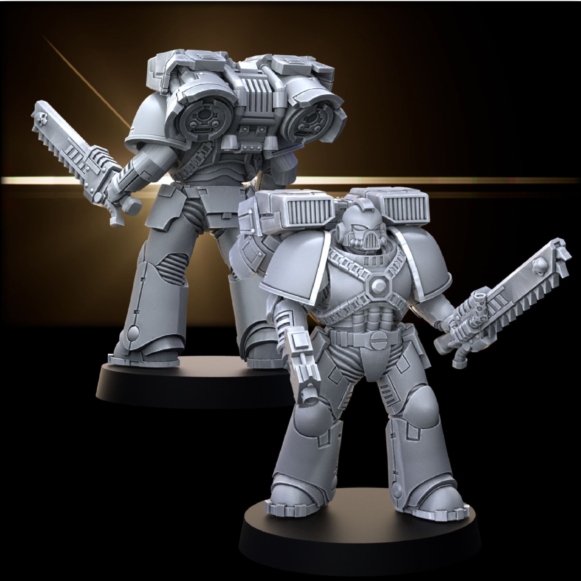 Assault-Marine-presentation-01.jpg 3D file First Line Attack Troopers - Truescale・Model to download and 3D print, kodopitharos