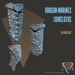 thumbsqure.png 3D file DRAGON MARINE Loincloths・Template to download and 3D print