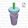 Untitled-6.jpg Starbucks Studded Tumbler Inspired Keychain with Removable Screw Top Pill Box Square STL File for 3D Printing