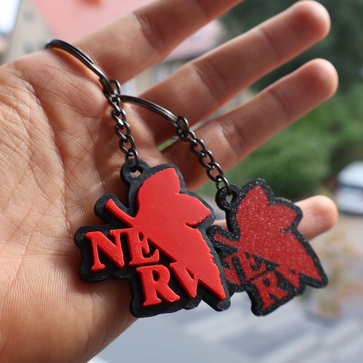 🗝️ NERV Keychain Neon Genesis Evangelion・Free STL File for 3D