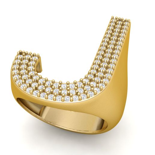 Anillo de diamantes Letra J