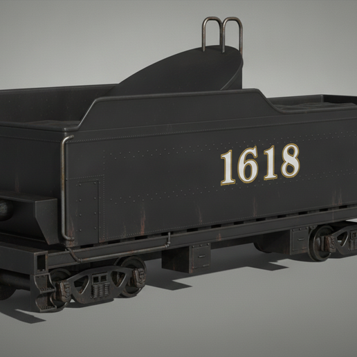 Steam Train Coal Tender Car 1618 – Riveted Tank STL 3D Print Model