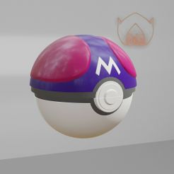 render.jpg Файл STL Шарнирный брелок-фанарт Master Ball (без поддержки)・Шаблон для загрузки и 3D-печати