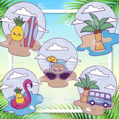 summer.jpg Descargar archivo STL gratis Set de 5 Cortadores de Verano / Summer Cookies Cutters・Modelo para la impresora 3D