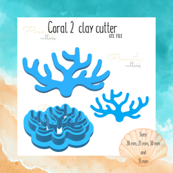 ™ Coral 2 clay cutter atten STL FiLE Sizes) | >> Ci mim Sirmione and . ss ge ce. . OT STL file Coral clay cutter | Sea animal clay cutter | Summer clay cutter | Polymer clay tool | Clay cutter | Cookie cutter・3D printing idea to download, Printycutters