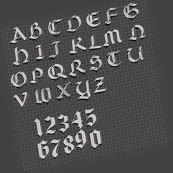 gothic-letters-solid.png "Medieval" Gothic Lettering / Font - rendered as solid typeblocks with letters resized to approx 4mm
