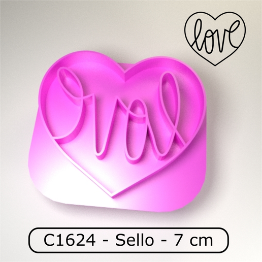 Cookie stamp / Cortante de galletitas sello - "LOVE" in simple Valentines day heart / "LOVE" en corazon de San Valentin simple 3D model