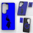 4.png 3D Printable Magnetic Phone Case With Peacock Design and Camera Protection
