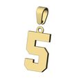 NBA-number-5-pendant-charm-bail-05.jpg NBA Schriftart Nummer 5 Anhänger Charme mit Kaution 3D-Druck Modell