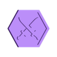 hexagon_crossed_swords.stl Crossed Swords Hexagon – 3D Printable Game Token