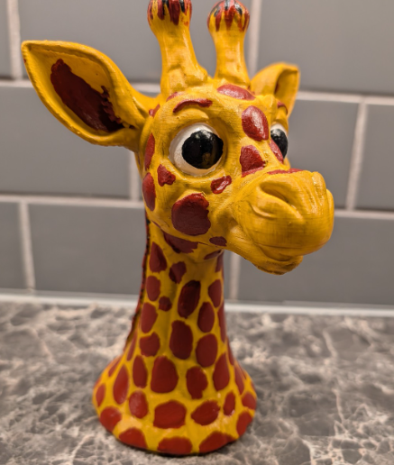 Cute Cartoon Giraffe Bust Statue – Hand-Painted Style Animal Decor STL