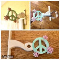 IMG_9045.jpg STL file Groovy Peace Sign Curtain Rod Holder・3D printable model to download